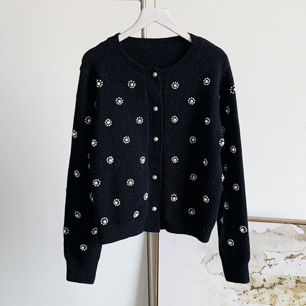 retro heavy industry pearl flower bead long sleeve coat sweater womens knitted cardigan female black knitwear girls sweaters1, White
retro heavy industry pearl flower bead long sleeve coat sweater womens knitted cardigan female black knitwear girls sweaters1, White