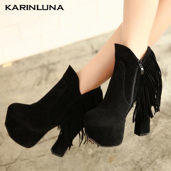 karin dropship new fashion brand women shoes vintage fringe platform round toe square thick heels ankle boots, Black
karin dropship new fashion brand women shoes vintage fringe platform round toe square thick heels ankle boots, Black