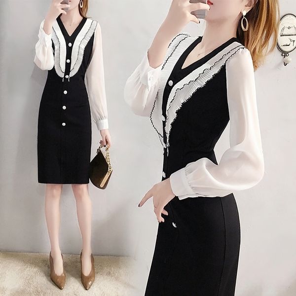 pzt7o autumn clothes 2020 autumn women's wear fake two-piece set french temperament dress vqdz early new fashion niche popular dress vq, Black;gray
pzt7o autumn clothes 2020 autumn women's wear fake two-piece set french temperament dress vqdz early new fashion niche popular dress vq, Black;gray