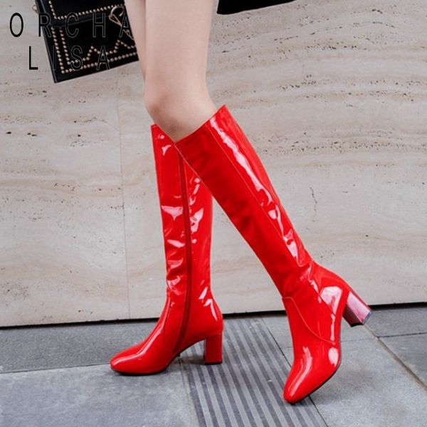 orcha lisa pattent leather knee high boots for women 6cm block heels red white black lady winter leather shoes botte femme 45 t200715
orcha lisa pattent leather knee high boots for women 6cm block heels red white black lady winter leather shoes botte femme 45 t200715