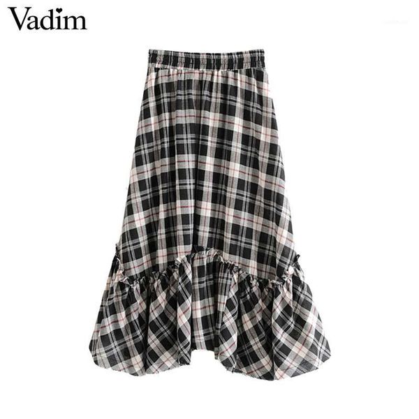 vadim women vintage plaid ruffled midi skirt elastic waist stylish female casual wear sweet mid calf a line skirts ba5861, Black
vadim women vintage plaid ruffled midi skirt elastic waist stylish female casual wear sweet mid calf a line skirts ba5861, Black