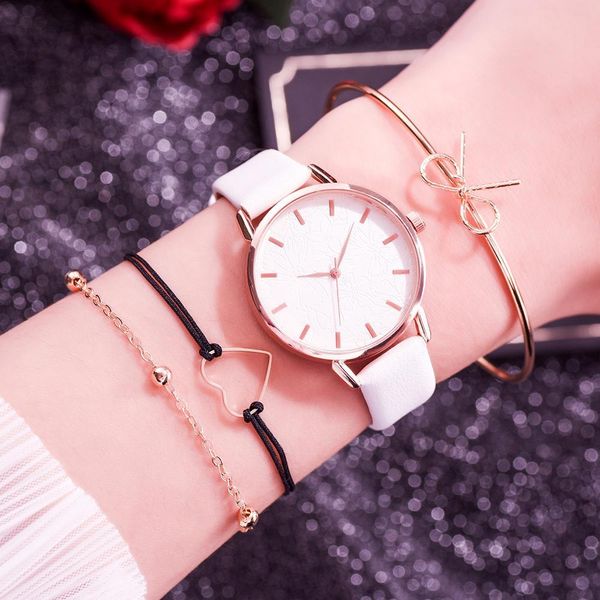 4pcs fashion women leather watches set with bracelet & bangle quartz clock casual strip flowers dial sports wristwatch relogio
4pcs fashion women leather watches set with bracelet & bangle quartz clock casual strip flowers dial sports wristwatch relogio