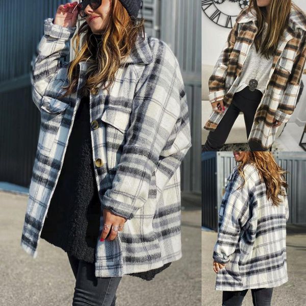 outdoor jackets&hoodies women fashion jacket lapel loose comfortable wool check print long sleeve button windbreaker, Blue;black
outdoor jackets&hoodies women fashion jacket lapel loose comfortable wool check print long sleeve button windbreaker, Blue;black