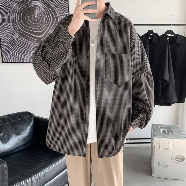 spring autumn cotton plaid shirt men's fashion retro casual shirt men streetwear korean long sleeve shirts mens dress, White;black
spring autumn cotton plaid shirt men's fashion retro casual shirt men streetwear korean long sleeve shirts mens dress, White;black