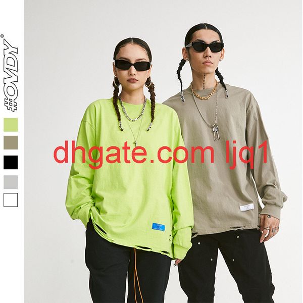 wxwovdy men's 2021 spring high street dark black with cut tide brand at the bottom and loose drop shoulder long sleeves, White;black
wxwovdy men's 2021 spring high street dark black with cut tide brand at the bottom and loose drop shoulder long sleeves, White;black