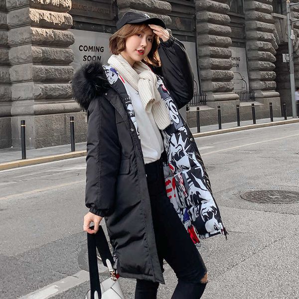 double-sided down jackets thicken plus size winter padded women coats parkas hooded artificial wool loose long printing kaban, Black
double-sided down jackets thicken plus size winter padded women coats parkas hooded artificial wool loose long printing kaban, Black