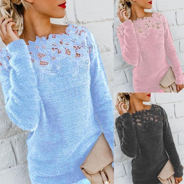 long-sleeved sweater pullover autumn and winter lace ladies stitching solid color hand knitted streetwear shrug o-neck full1, White
long-sleeved sweater pullover autumn and winter lace ladies stitching solid color hand knitted streetwear shrug o-neck full1, White