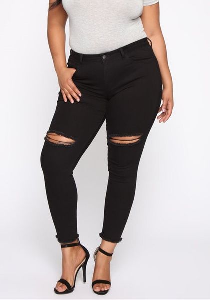 2020 new women's fashion versatile slim solid color black hole jeans large pants, Blue
2020 new women's fashion versatile slim solid color black hole jeans large pants, Blue