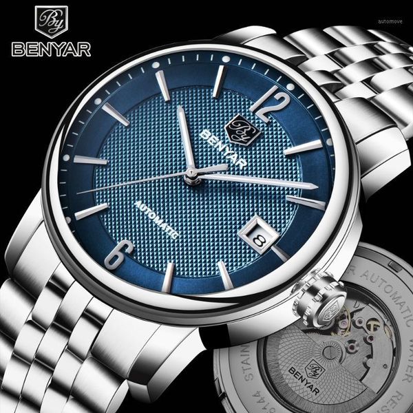 benyar 2020 new men fashion business mechanical watches waterproof genuine leather luxury automatic clock relogio masculino1, Slivery;brown
benyar 2020 new men fashion business mechanical watches waterproof genuine leather luxury automatic clock relogio masculino1, Slivery;brown