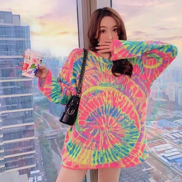 chic retro crazy style loose pull femme graffiti lover rainbow striped knit sweater o neck long sleeve patch pulllove, White;black 
chic retro crazy style loose pull femme graffiti lover rainbow striped knit sweater o neck long sleeve patch pulllove, White;black