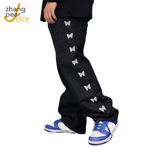 men's jeans men hip hop streetwear pants butterfly print harajuku cotton trousers embroidery denim, Blue
men's jeans men hip hop streetwear pants butterfly print harajuku cotton trousers embroidery denim, Blue