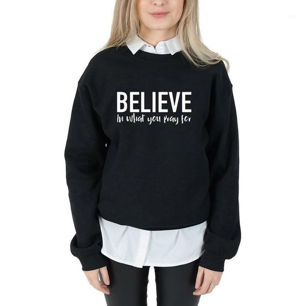 believe in what you pray for sweatshirt christian clothes women's christian pure casual pullovers gothic slogan quote l2401, Black
believe in what you pray for sweatshirt christian clothes women's christian pure casual pullovers gothic slogan quote l2401, Black