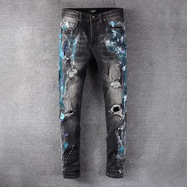 new men's knee car pants motorcycle white hole graffiti denim small foot motorcycle pants 636 st2ol, Blue
new men's knee car pants motorcycle white hole graffiti denim small foot motorcycle pants 636 st2ol, Blue