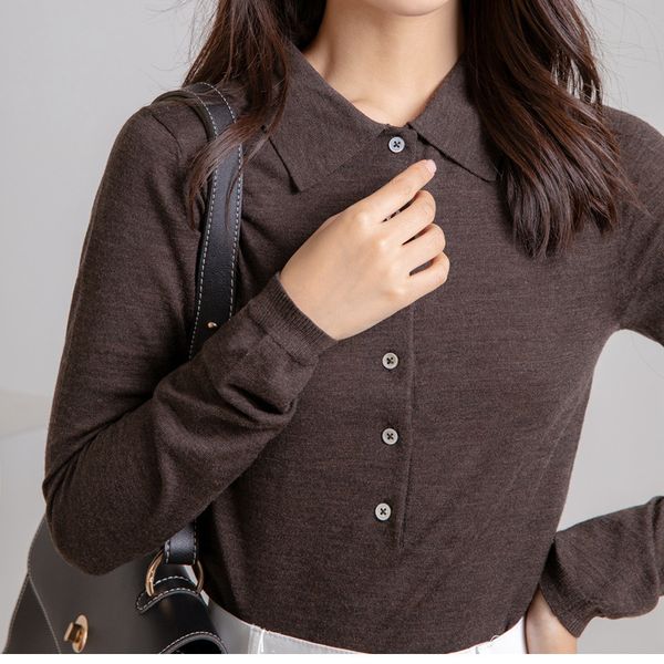 women wool knit sweater turn-down collar thin long sleeve ladies knitwear bottoming h1211, White;black
women wool knit sweater turn-down collar thin long sleeve ladies knitwear bottoming h1211, White;black