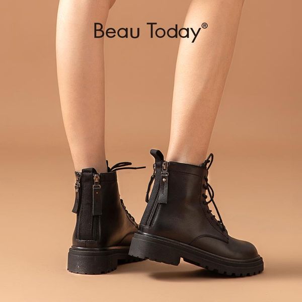 boots beautoday ankle women genuine cow leather double back zip fashion lady motorcycle shoes thick sole handmade 04036, Black
boots beautoday ankle women genuine cow leather double back zip fashion lady motorcycle shoes thick sole handmade 04036, Black