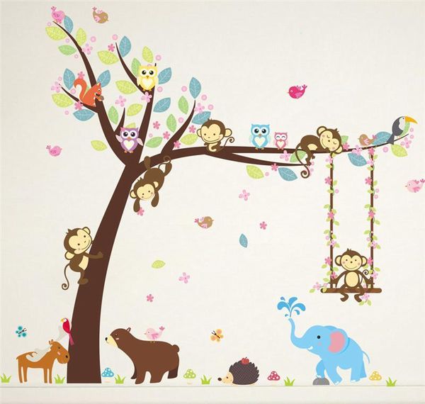 cartoon animals tree wall stickers for kids room decor nursery monkey elephant owlets safari mural art diy bbycbb packing2010
cartoon animals tree wall stickers for kids room decor nursery monkey elephant owlets safari mural art diy bbycbb packing2010