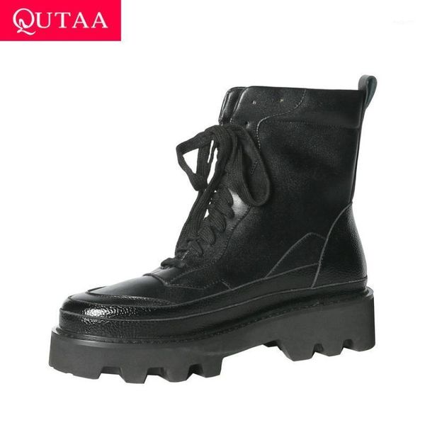 boots qutaa 2021 platform cow leather ankle square high heel women shoes round toe lace up autumn winter short size 34-391, Black
boots qutaa 2021 platform cow leather ankle square high heel women shoes round toe lace up autumn winter short size 34-391, Black
