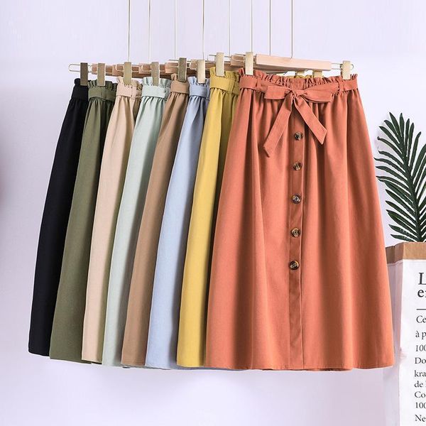 neophil women button bow sashes elastic waist midi skirt 2020 autumn female casual solid a line korean skirt jupe femme s91071, Black
neophil women button bow sashes elastic waist midi skirt 2020 autumn female casual solid a line korean skirt jupe femme s91071, Black