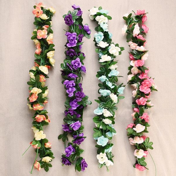 2.4m silk artificial roses flowers rattan green ivy leaves flower string vine for wedding arch garden decor wall hanging garland
2.4m silk artificial roses flowers rattan green ivy leaves flower string vine for wedding arch garden decor wall hanging garland