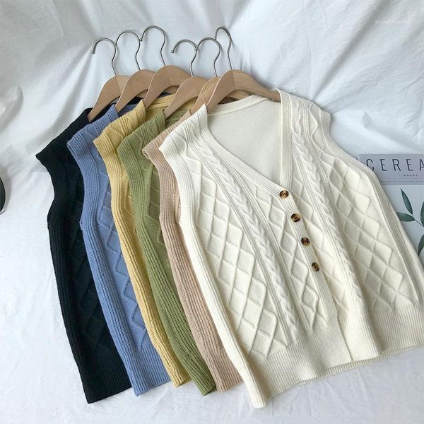 women's vests autumn women style sweater vest 2021 sleeveless korea knitted basic v neck twisted cable knitting single breasted garmen, Black;white
women's vests autumn women style sweater vest 2021 sleeveless korea knitted basic v neck twisted cable knitting single breasted garmen, Black;white