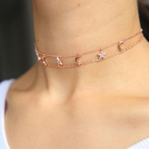 elegant jewelry double chain kawaii moon star statement chocker necklace classic cz star 2020 summer charm women trendy necklace, Golden;silver
elegant jewelry double chain kawaii moon star statement chocker necklace classic cz star 2020 summer charm women trendy necklace, Golden;silver