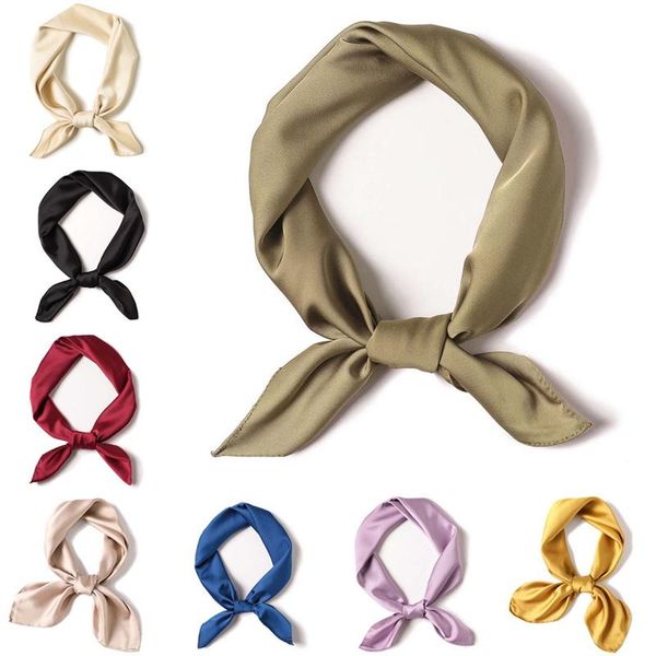 women soft silk feel satin square scarf small plain neckerchief head neck headband solid color hair tie band fashion accessories, Blue;gray
women soft silk feel satin square scarf small plain neckerchief head neck headband solid color hair tie band fashion accessories, Blue;gray