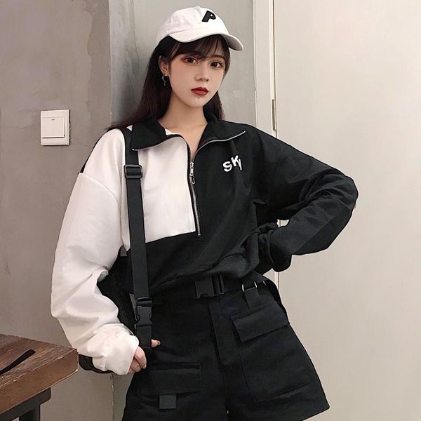 women's jackets clothing spring autumn casual korean style long sleeve letter patchwork zippers short crop coats loose, Black;brown
women's jackets clothing spring autumn casual korean style long sleeve letter patchwork zippers short crop coats loose, Black;brown