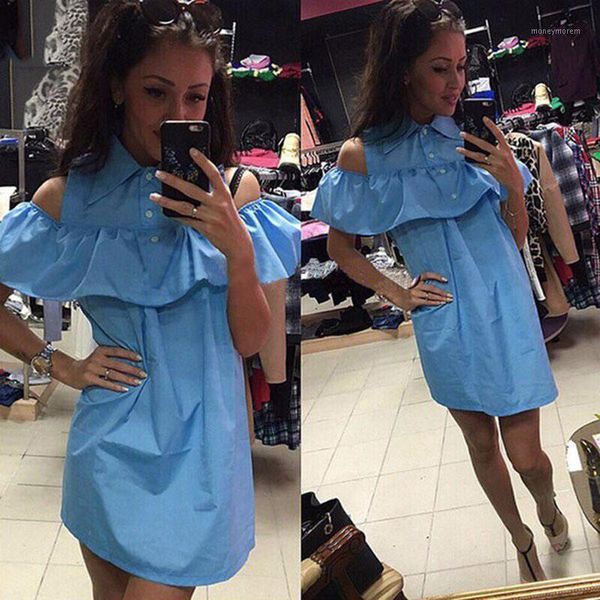 2018 summer new women blue ruffles shirt dress vestidos casual butterfly sleeve dress strapless straight loose dresses1, White;black
2018 summer new women blue ruffles shirt dress vestidos casual butterfly sleeve dress strapless straight loose dresses1, White;black