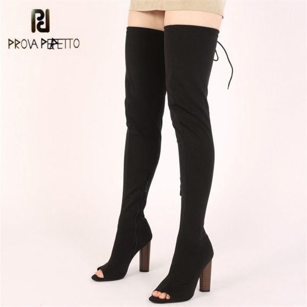 prova perfetto peep toe women thigh high boots 11cm chunky high heel over the knee boots slim fit black sock botas mujer
prova perfetto peep toe women thigh high boots 11cm chunky high heel over the knee boots slim fit black sock botas mujer