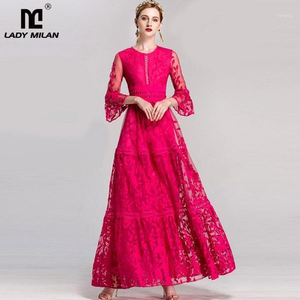 luxury new arrival 2020 women's o neck 3/4 flare sleeves embroidery lace hollow out elegant prom maxi party runway dresses1, Black;gray
luxury new arrival 2020 women's o neck 3/4 flare sleeves embroidery lace hollow out elegant prom maxi party runway dresses1, Black;gray