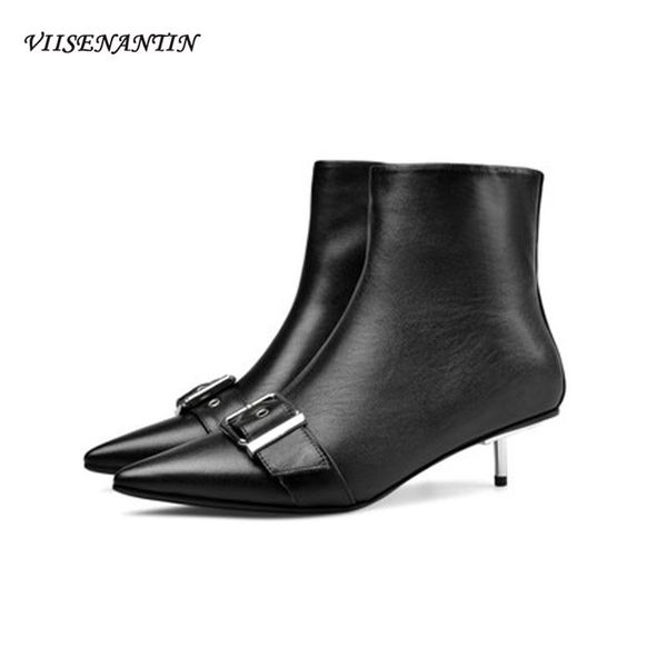 viisenantin 2020 new style iron-low-heel pointed white belt buckle fashion short boots woman, Black
viisenantin 2020 new style iron-low-heel pointed white belt buckle fashion short boots woman, Black