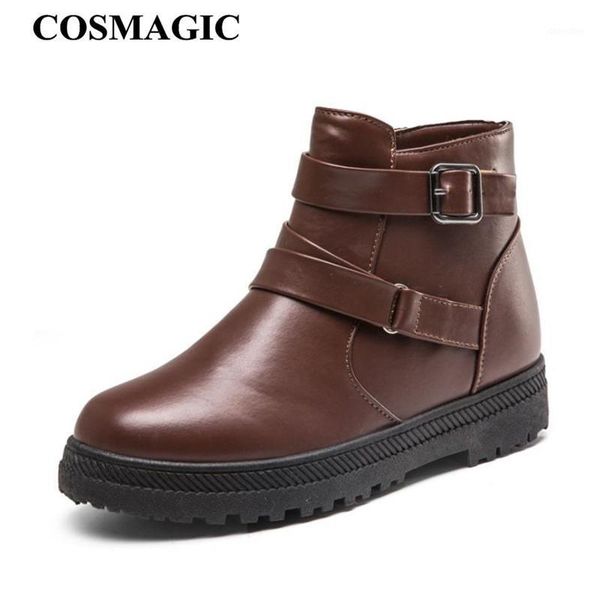 boots cosmagic 2021 winter women ankle snow round toe buckle pu leather plush inside non-slip motorcycle short botas mujer1, Black
boots cosmagic 2021 winter women ankle snow round toe buckle pu leather plush inside non-slip motorcycle short botas mujer1, Black