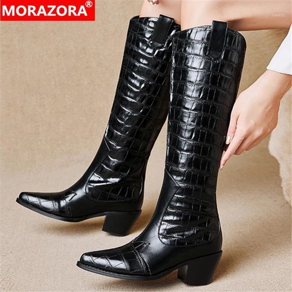 morazora 2021 new arrival women boots thick high heels pointed toe fashion knee high boots genuine leather black1, Black
morazora 2021 new arrival women boots thick high heels pointed toe fashion knee high boots genuine leather black1, Black