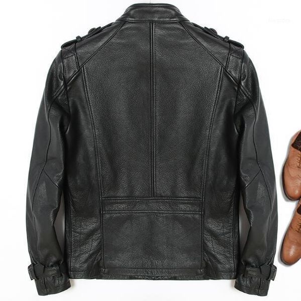 men's leather & faux genuine cowhide men motorcycle mens suit jacket casual business classic male england style brand coat, Black
men's leather & faux genuine cowhide men motorcycle mens suit jacket casual business classic male england style brand coat, Black