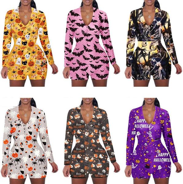 women jumpsuit romper halloween printing long sleeves shorts home jumpsuits cartoon bat ghost pumpkin siamese trousers 6 colors d102302, Black;white
women jumpsuit romper halloween printing long sleeves shorts home jumpsuits cartoon bat ghost pumpkin siamese trousers 6 colors d102302, Black;white