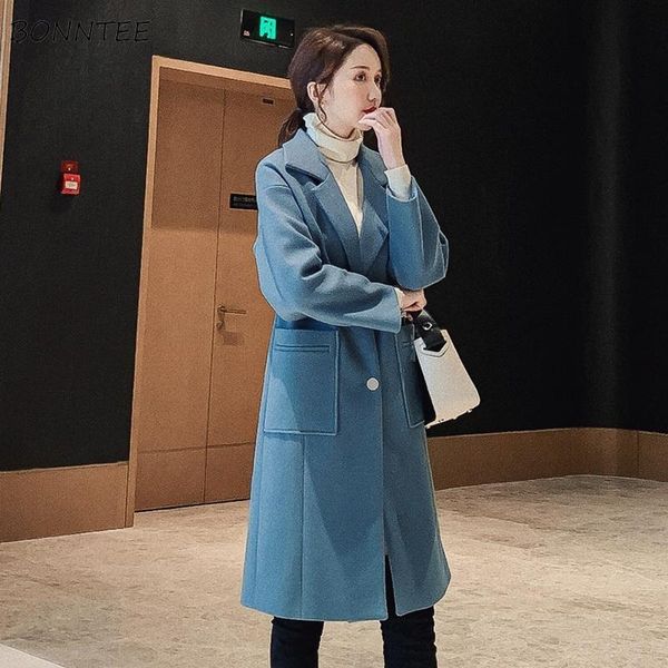 blends women long coat simple solid pockets elegant korean style streetwear clothing womens slim leisure turn-down collar blend, Black
blends women long coat simple solid pockets elegant korean style streetwear clothing womens slim leisure turn-down collar blend, Black