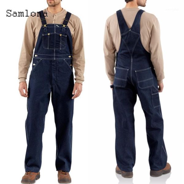 samlona men's jeans multi-pockets demin overalls skinny trousers casual strappy jumpsuit jeans fashion 2020 autumn mens clothing1, Blue
samlona men's jeans multi-pockets demin overalls skinny trousers casual strappy jumpsuit jeans fashion 2020 autumn mens clothing1, Blue