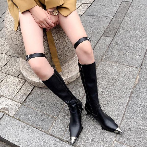 boots knee high women's riding patent leather metal decoration knight motorcycle mujer, Black
boots knee high women's riding patent leather metal decoration knight motorcycle mujer, Black