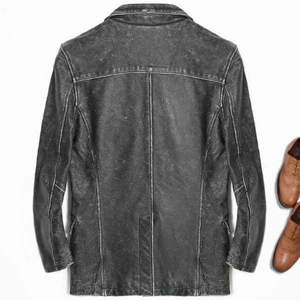 mens suit male double breasted fashion long coat real genuine cow leather jacket men vintage winter outerwear top, Black
mens suit male double breasted fashion long coat real genuine cow leather jacket men vintage winter outerwear top, Black