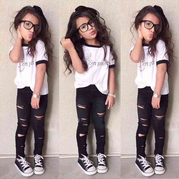 toddler kids girl t-shirt long ripped pants leggings outfits set clothes, White
toddler kids girl t-shirt long ripped pants leggings outfits set clothes, White