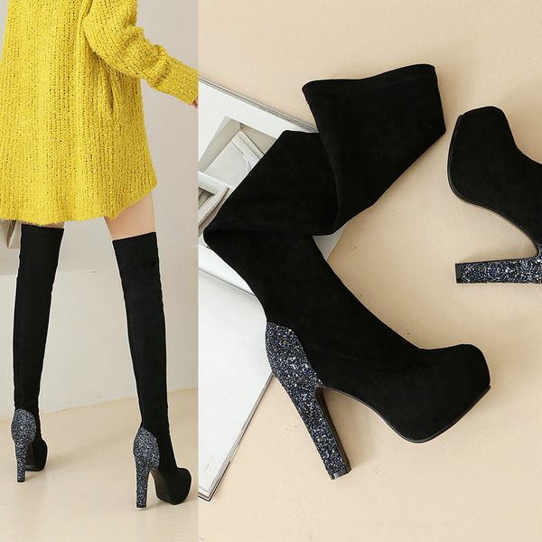 sexy шику над коленом boots для женщин 2020 новых rouned toe высоких каблуков обуви женщины мода свадебной обуви рабочей, Black
sexy шику над коленом boots для женщин 2020 новых rouned toe высоких каблуков обуви женщины мода свадебной обуви рабочей, Black