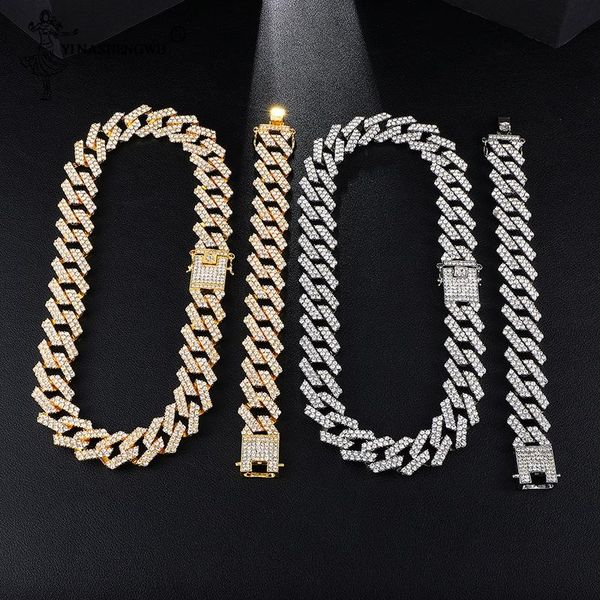 hip hop 1 set 19mm gold color heavy full iced out paved rhinestones cuban chain cz bling rapper necklaces bracelet men jewelry, Silver
hip hop 1 set 19mm gold color heavy full iced out paved rhinestones cuban chain cz bling rapper necklaces bracelet men jewelry, Silver