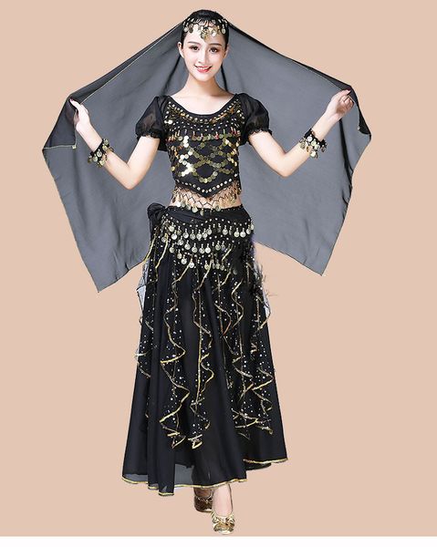 bollywood belly dance costume set indian dance sari bellydance skirt suit women chiffon 4pcs (headpieces veil belt skirt), Black;red
bollywood belly dance costume set indian dance sari bellydance skirt suit women chiffon 4pcs (headpieces veil belt skirt), Black;red