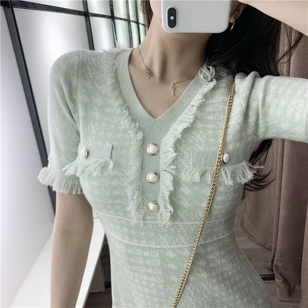 2021 new summer green mint knitting woman down to sleeve short button borla runway design luxury mini dress tsys, Black;gray
2021 new summer green mint knitting woman down to sleeve short button borla runway design luxury mini dress tsys, Black;gray