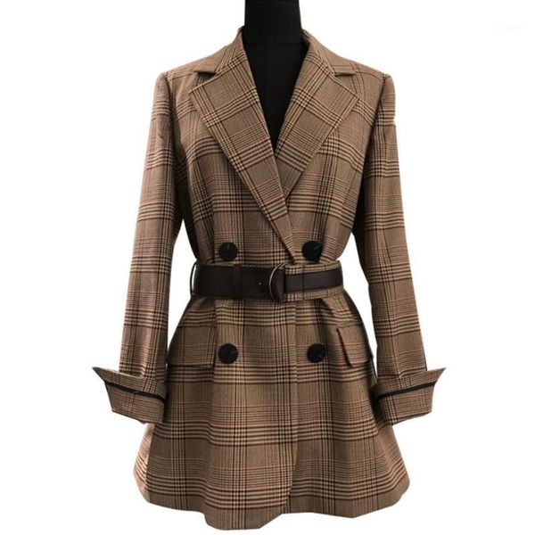 autumn winter plaid woolen blazer with belt vintage korea women long sleeve double breasted suit coat1, White;black
autumn winter plaid woolen blazer with belt vintage korea women long sleeve double breasted suit coat1, White;black