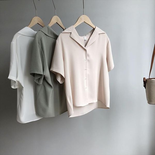 chiffon shirt womens short sleeves 2020 summer wear new korean loose simple thin casual blouse tide in stock, White
chiffon shirt womens short sleeves 2020 summer wear new korean loose simple thin casual blouse tide in stock, White