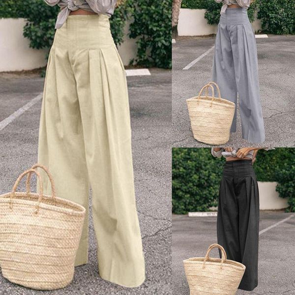 women's pants & capris vintage high waist wide leg celmia women's fashion zipper casual trousers loose pleated solid pantalon femm, Black;white
women's pants & capris vintage high waist wide leg celmia women's fashion zipper casual trousers loose pleated solid pantalon femm, Black;white