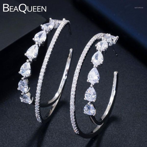beaqueen classic water drop cubic zircon stones paved big double circle round hoop earrings fashion party jewelry for women e3271, Golden;silver
beaqueen classic water drop cubic zircon stones paved big double circle round hoop earrings fashion party jewelry for women e3271, Golden;silver