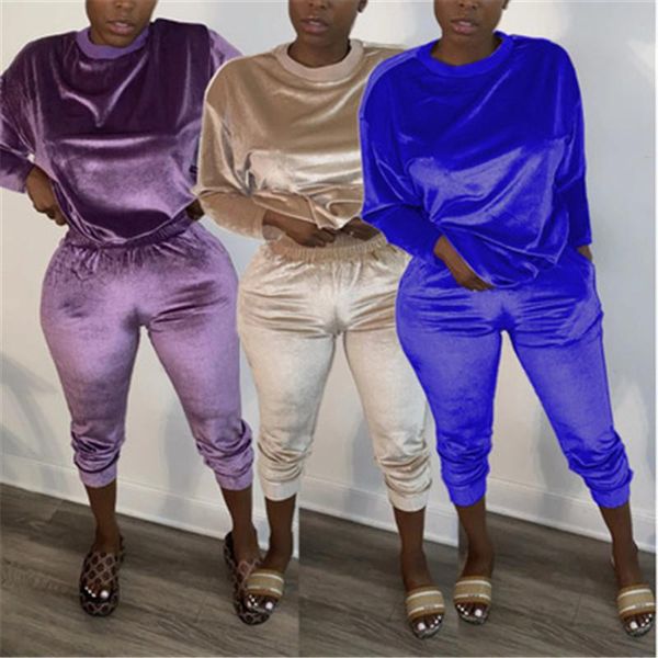 women golden velvet suits clothes fashion long sleeve round neck pant sets designer female autumn solid color casual loose tracksuits, Gray
women golden velvet suits clothes fashion long sleeve round neck pant sets designer female autumn solid color casual loose tracksuits, Gray