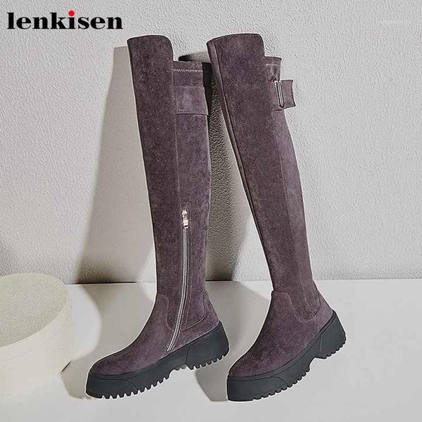 lenkisen fashion soft sheep suede buckle thick bottom waterproof round toe zipper winter keep warm women thigh high boots l051, Black
lenkisen fashion soft sheep suede buckle thick bottom waterproof round toe zipper winter keep warm women thigh high boots l051, Black